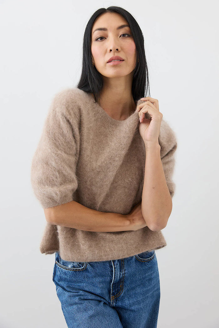 Mia Fratino Brushed Cashmere Erika T Biscuit 24021