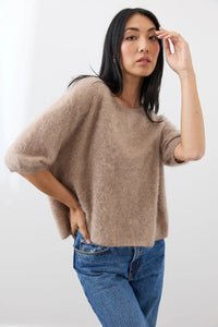 Mia Fratino Brushed Cashmere Erika T Biscuit 24021