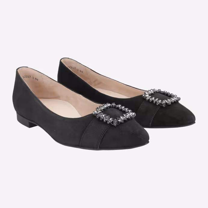 Paul Green Black Suede soft Ballerinas 2986-01