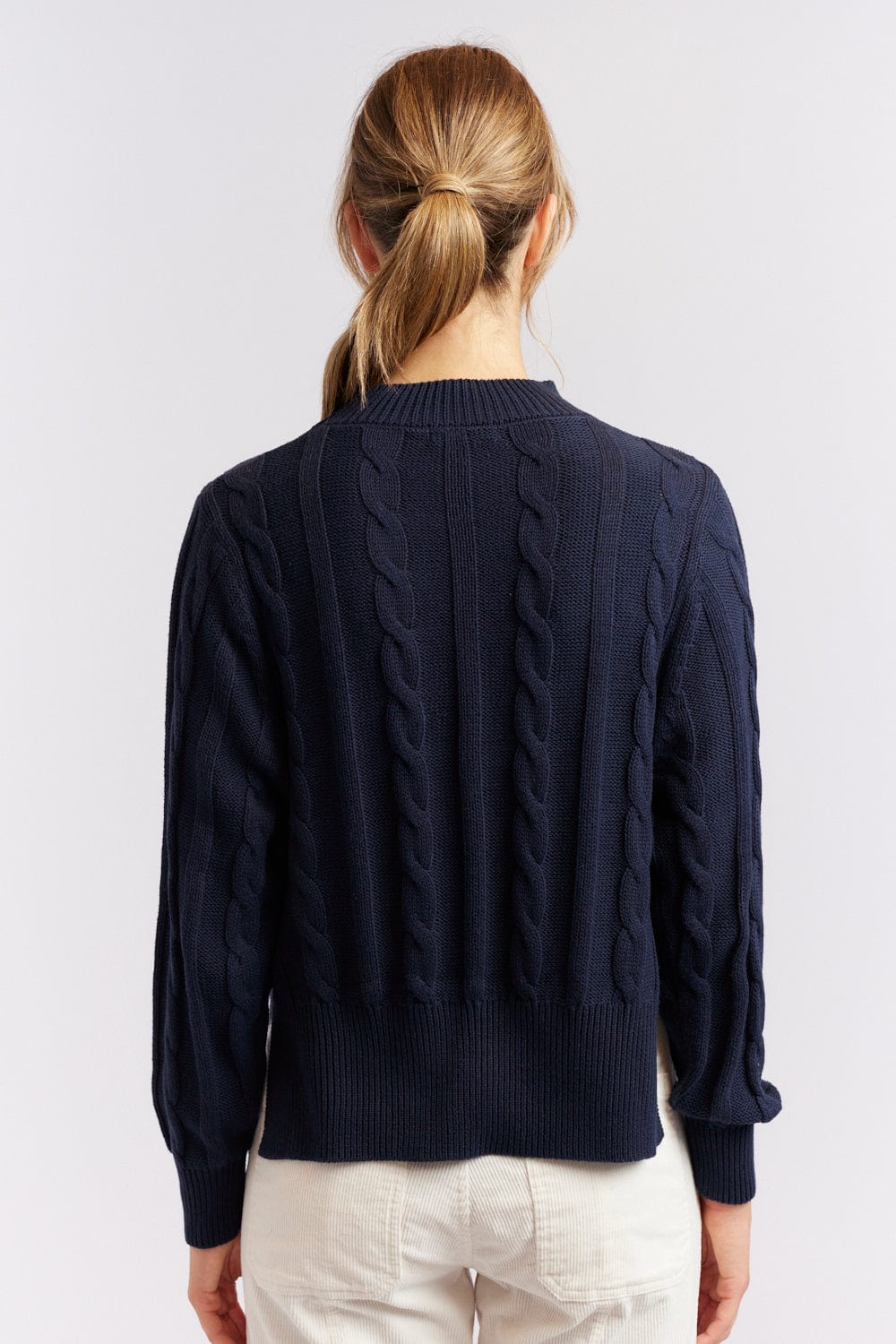 Alessandra Cotton Cable Navy Jumper