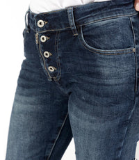 Italian Star button Fly Jeans - Blue Denim