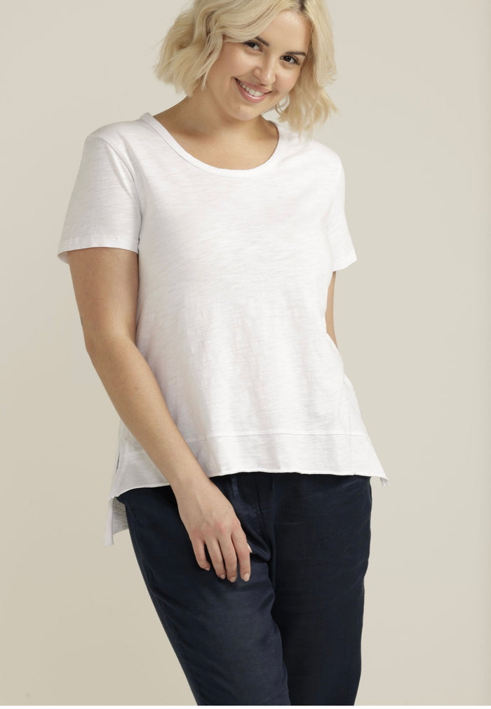 Cloth Paper Scissors Hi Low Tee White 1205