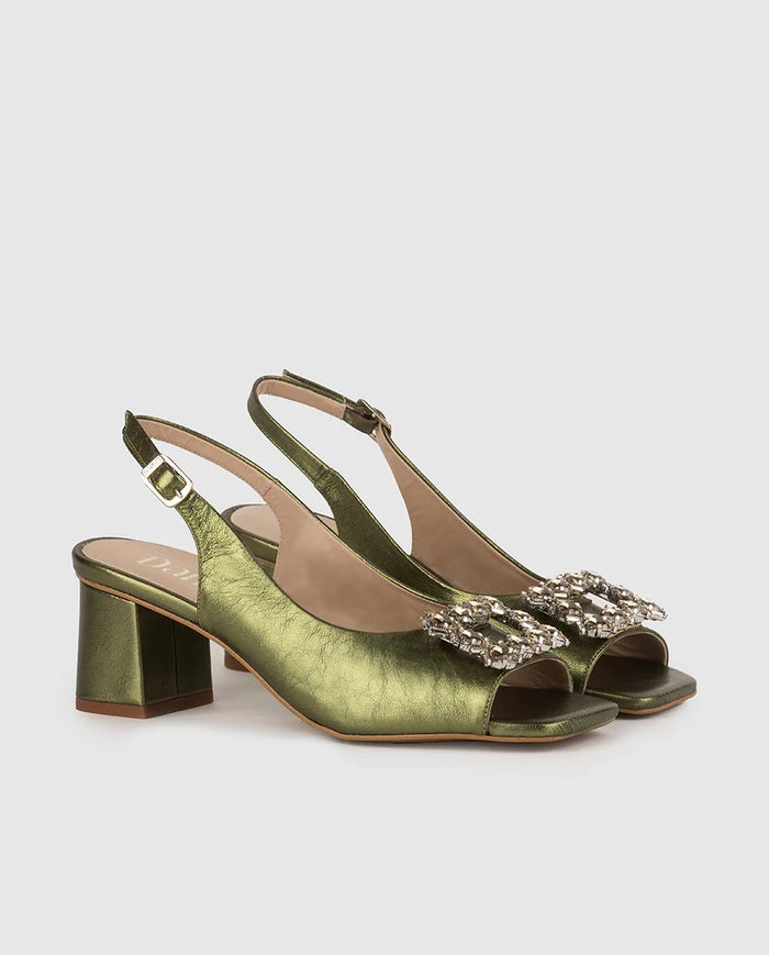 Dansi Galaxy Sandal in Chartreuse with Diamentie Buckle
