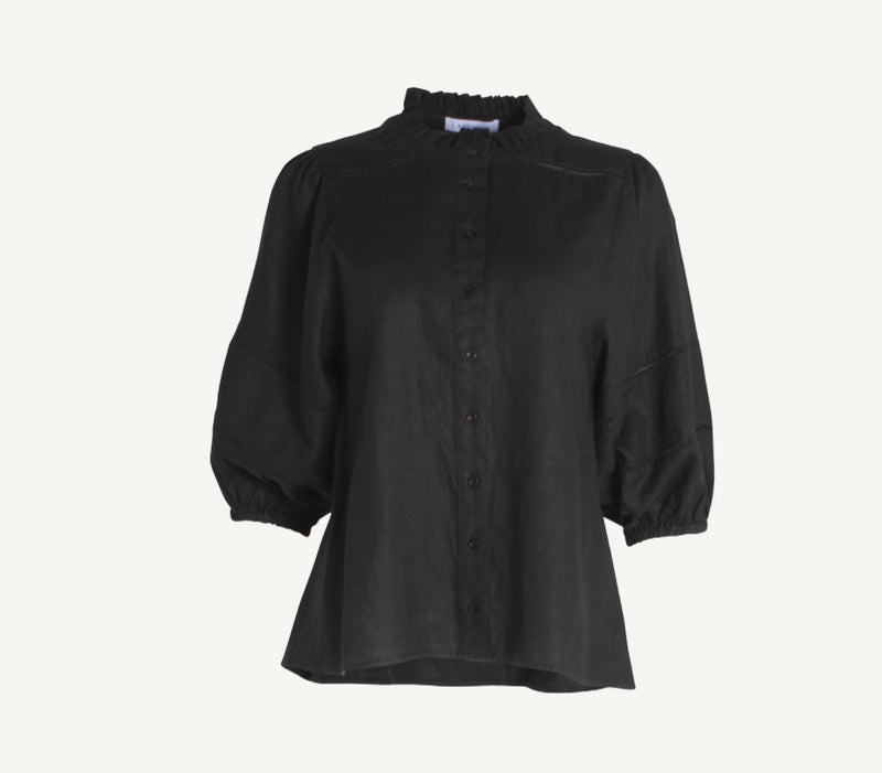 Alessandra Lia Linen Shirt Black
