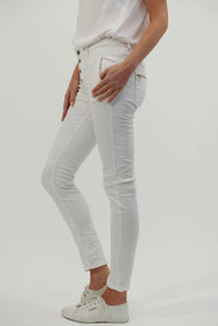 Italian Star Button Fly Jeans White