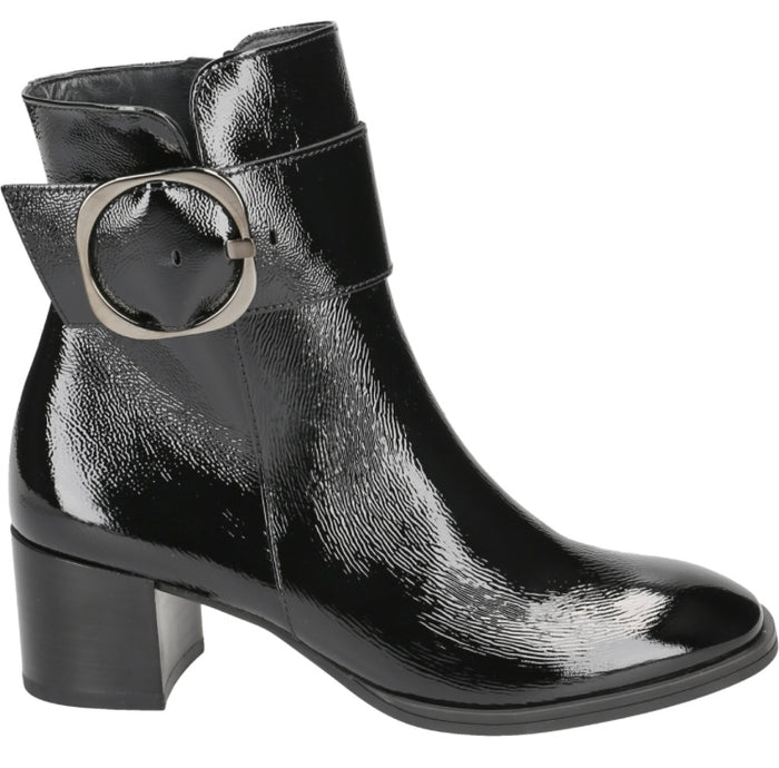 Paul Green Black Patent Ankle Boot with Buckle 9919-009