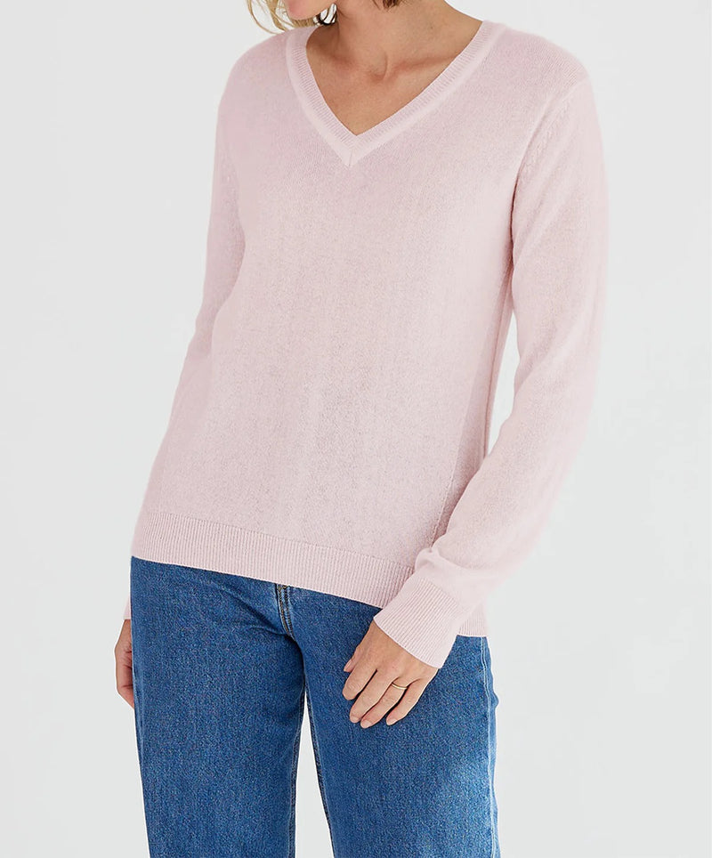Mia Fratino soft pink essentials slim vee jumper