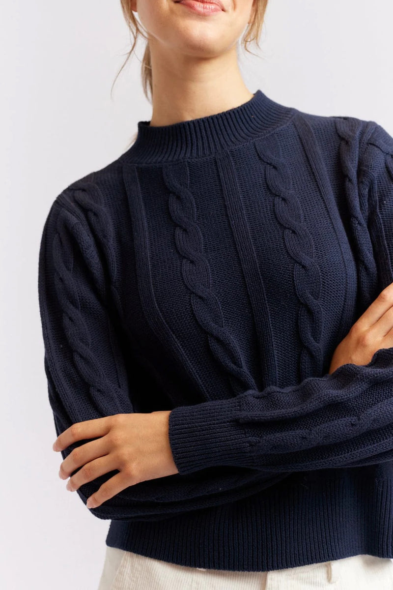 Alessandra Cotton Cable Navy Jumper