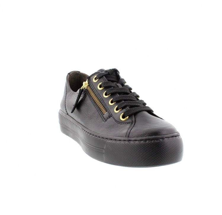 Paul Green Black Sneaker with Gold Eyelets 5006-13