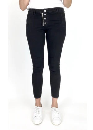 Italian Star Button Fly Jeans Black 8123