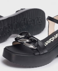 Wonders Black/Silver Sandal