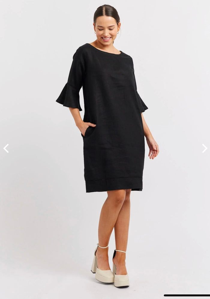 Alessandra Veneto Black Linen Dress
