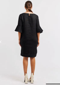 Alessandra Veneto Black Linen Dress