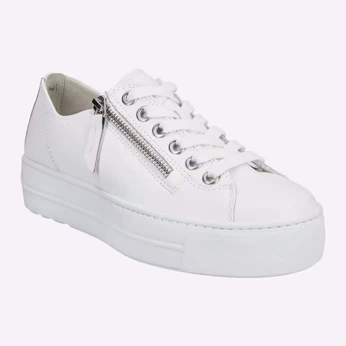 Paul Green White Sneaker / Silver Zip 5006-044
