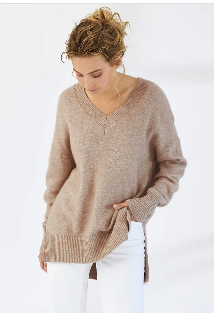 Mia Fratino Sadie Eco Vee Jumper -Fawn