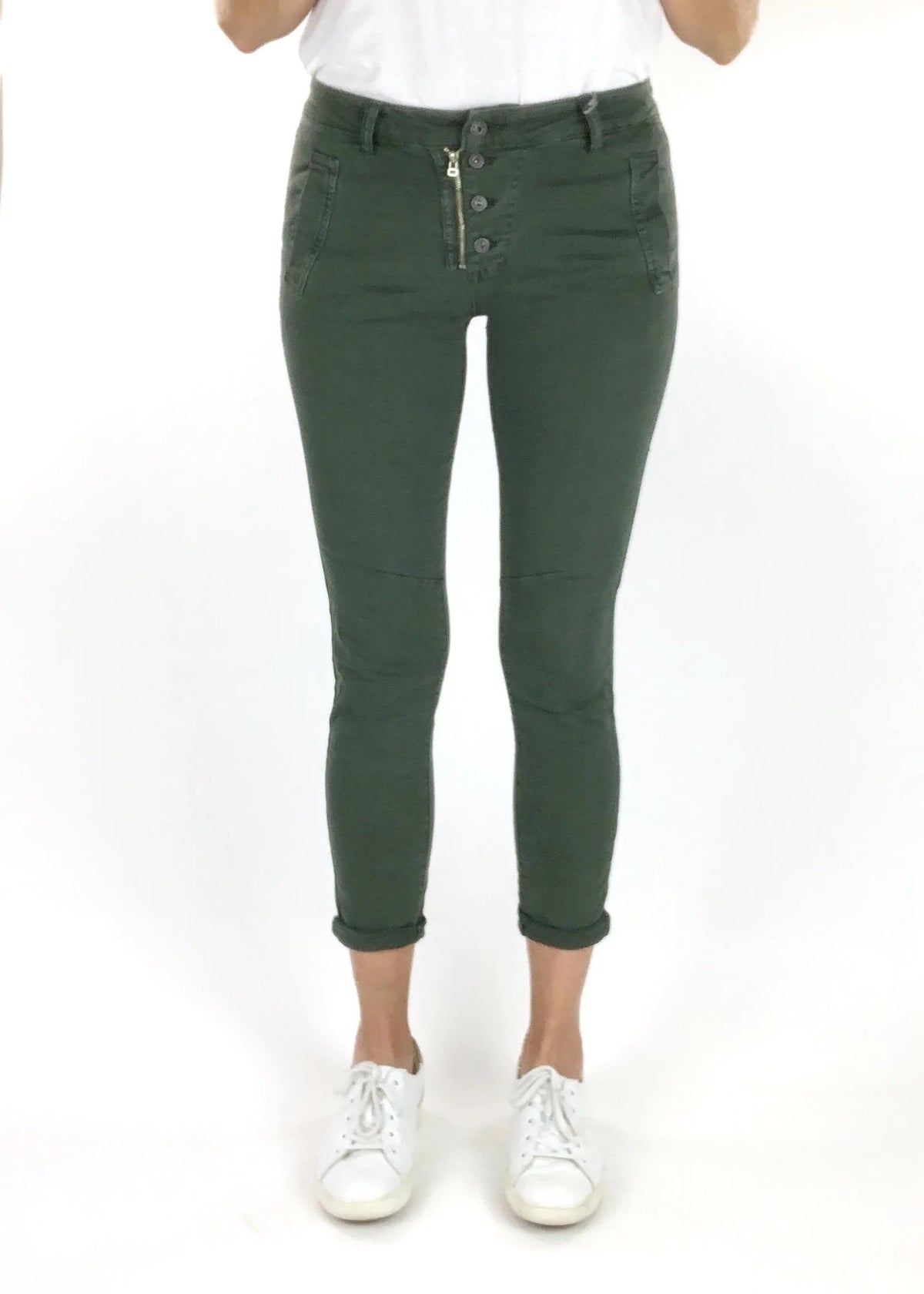 Italian Star Button Fly Jeans Military 8123