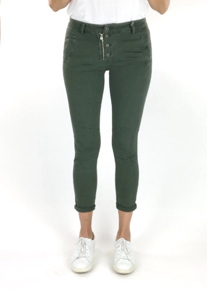 Italian Star Button Fly Jeans Military 8123