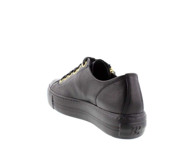 Paul Green Black Sneaker with Gold Eyelets 5006-13
