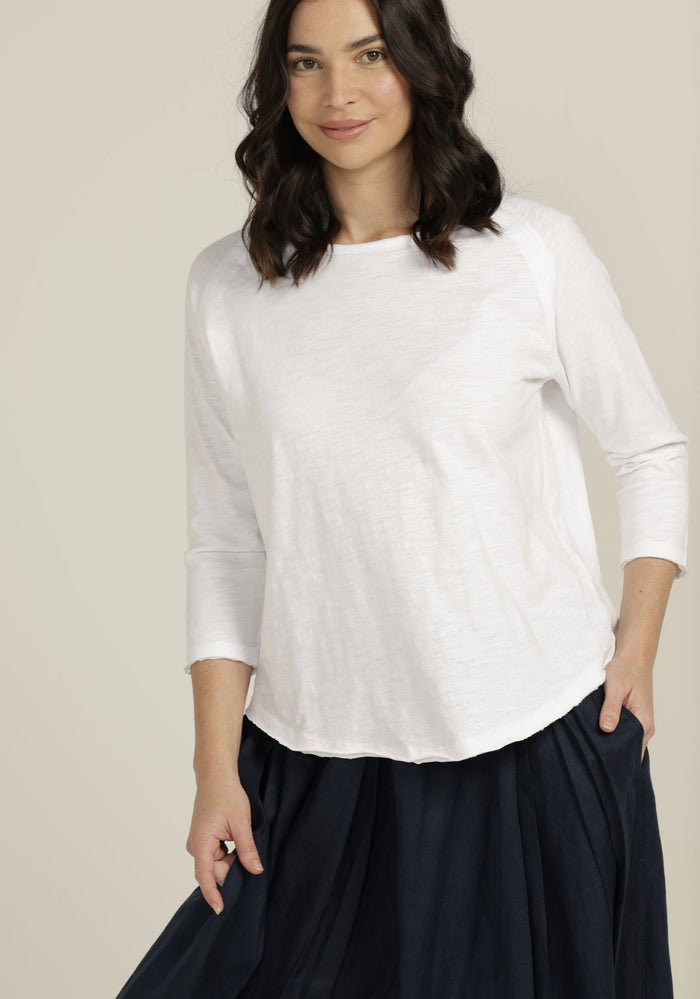 Cloth Paper Scissors 3/4 Sleeve Crew Tee White C1347