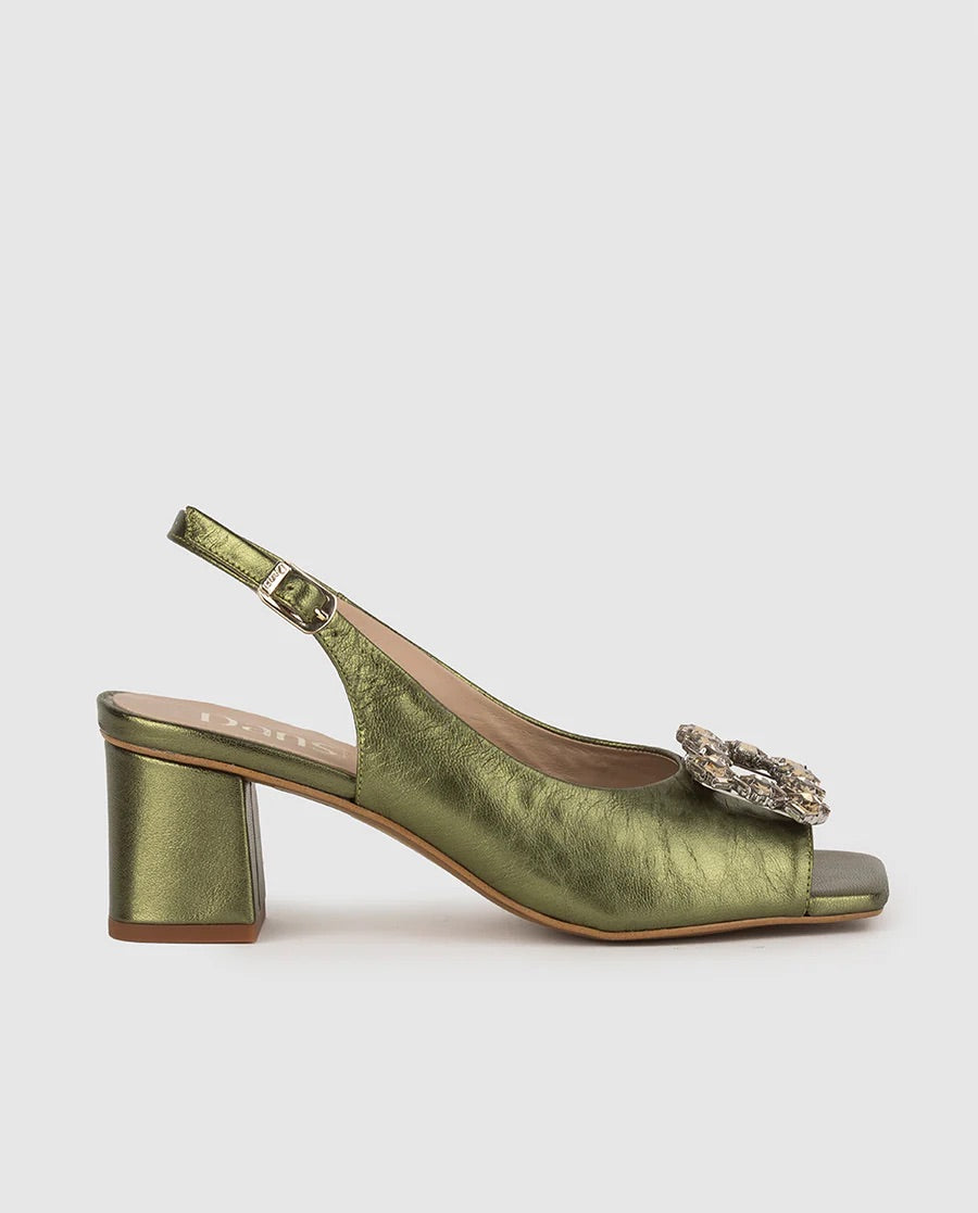 Dansi Galaxy Sandal in Chartreuse with Diamentie Buckle